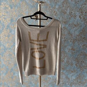 LOVE Gold Off-Shoulder Sweater